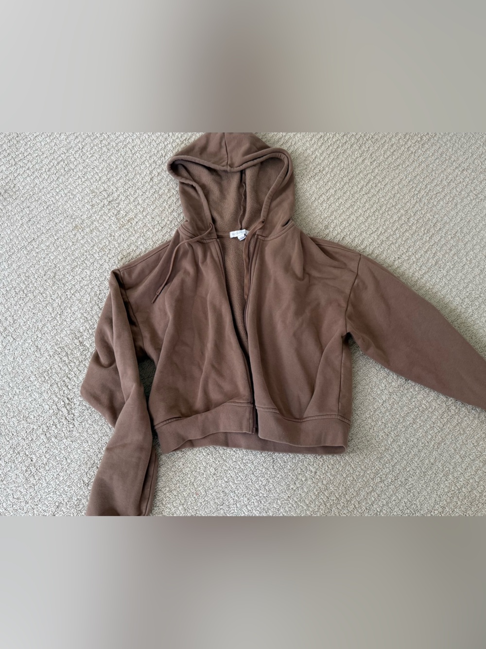 Beyond Yoga Brown Cropped Zip Hoodie